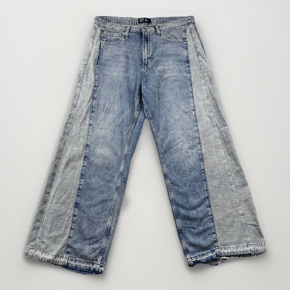 Gap Wide Leg High Rise Jeans Women's 14/32R Two Tone 90s Skater Festival BOHO